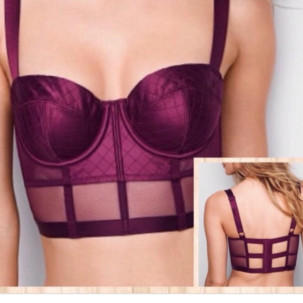 victorias secret maroon bustier bra size 32b